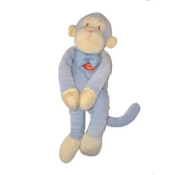 Doudou peluche Singe bleu 38 cm Noeud Musical Maxita (24909)