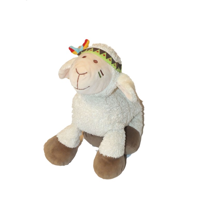 Doudou peluche Mouton blanc Indien Lascar 25 cm (27666)