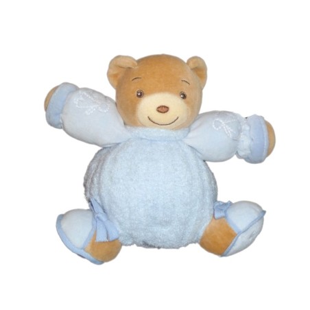 KALOO Doudou boule OURS Blue Bleu - Enfants brodés - 16 cm (13642)