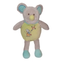 Doudou peluche Souris verte beige bleu Cerf Volant 40 cm Maxita (24901)