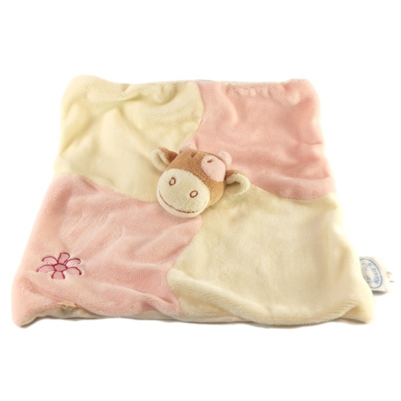 Doudou plat Vache Rose blanc Lola Fleur NOUKIE'S (17533)