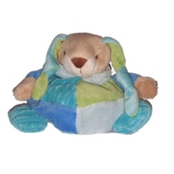 Doudou Lapin bleu vert boule 16 cm Maxita (24887)