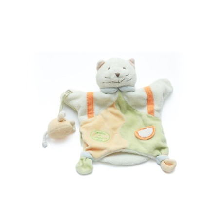 Doudou et Compagnie Marionnette chat jaune vert et souris (28426)