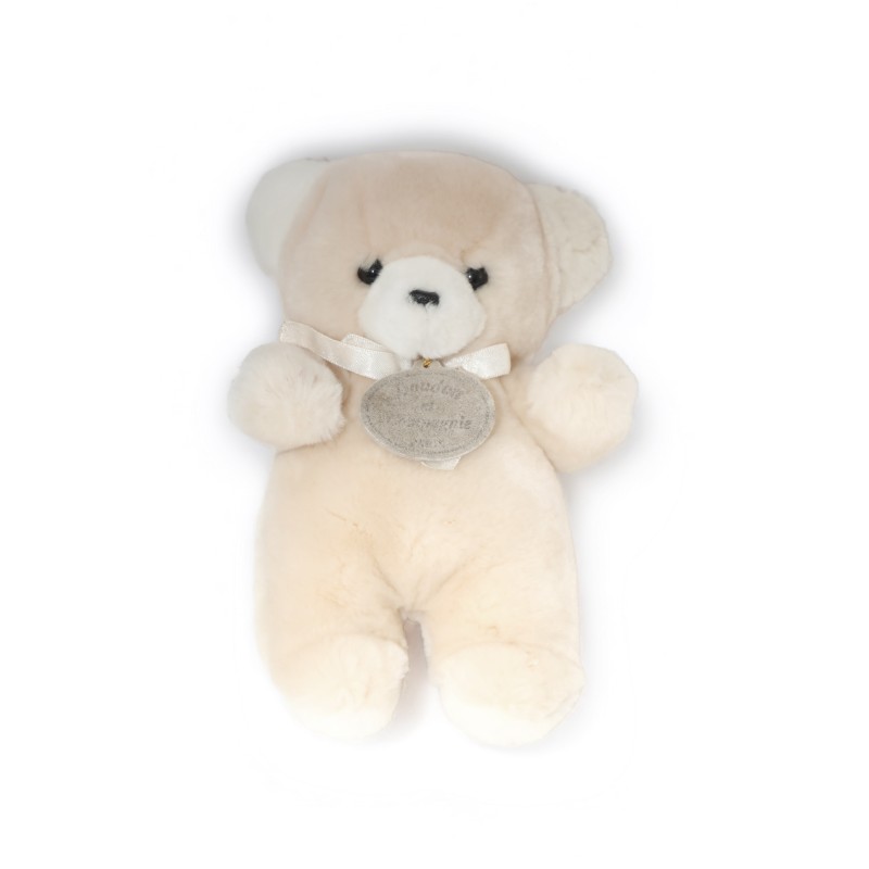 DOUDOU ET COMPAGNIE - Peluche doudou ours blanc beige grelot 22 cm (28528)