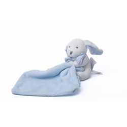 Doudou et Compagnie Lapin blanc bleu mouchoir noeud DC338 (28419)