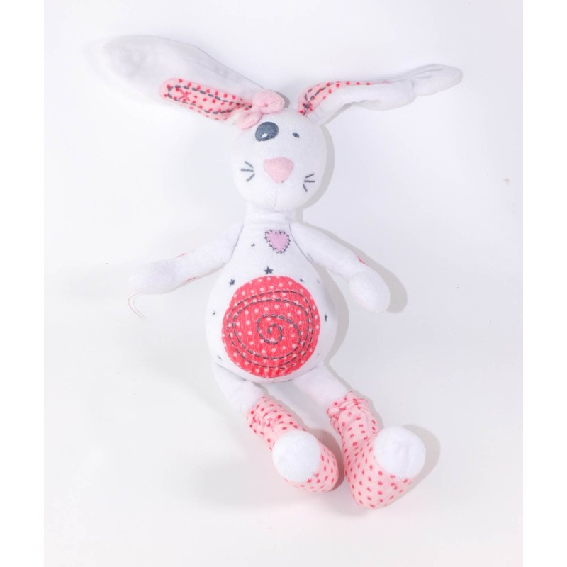 TAPE A L OEIL Doudou lapin blanc rose spirale coeur (25600)