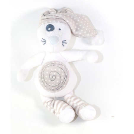 Doudou Lapin spirale blanc et gris TAPE À L’ŒIL – peluche occasion DESTOCK BABY (25629)