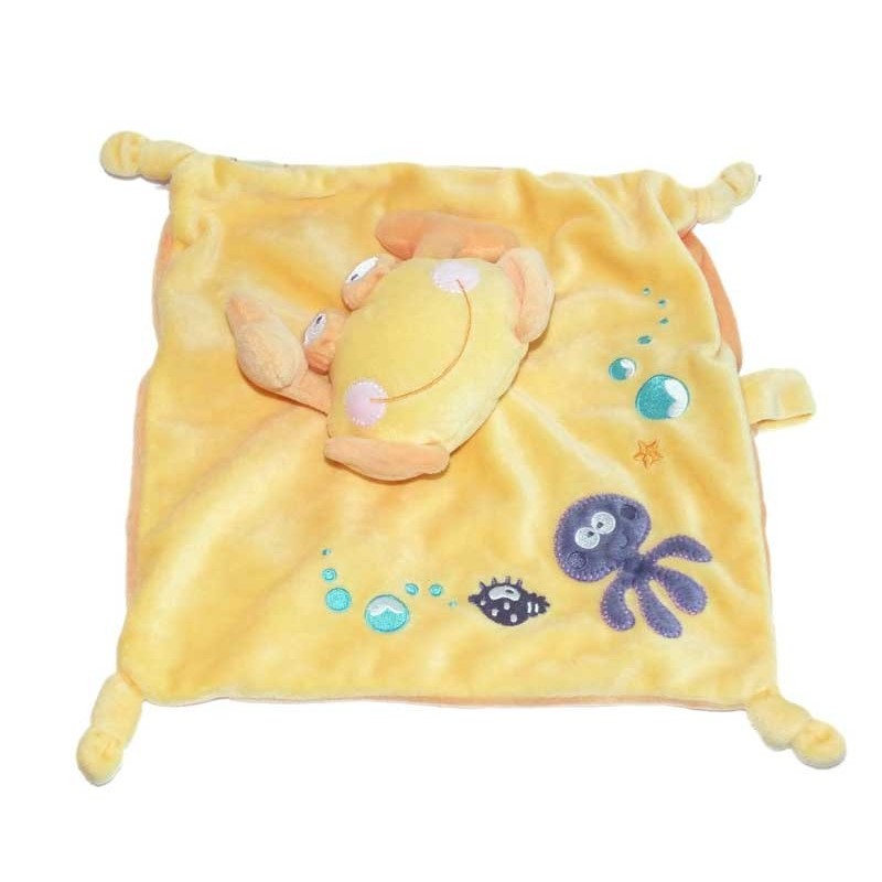 Doudou plat Crabe jaune MOTS D'ENFANTS Siplec Leclerc 4 noeuds Pieuvre (15459)