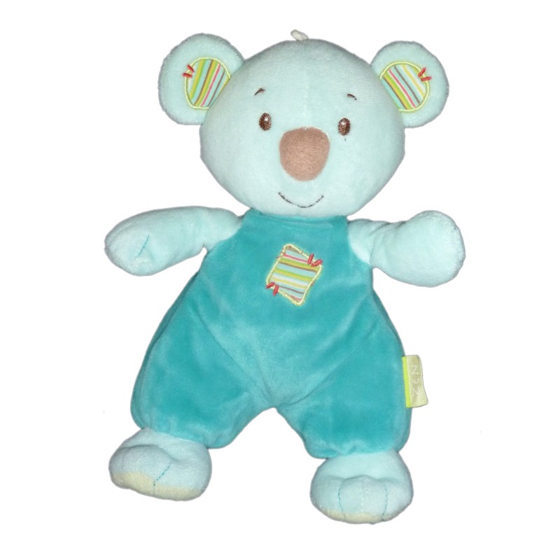 Peluche doudou OURS Koala Panda ZEN bleu SYSTEME U - 24 cm (8681)