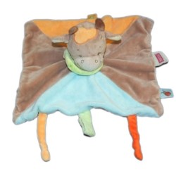 Doudou plat Vache Little Garden Nattou Bleu beige orange (15617)