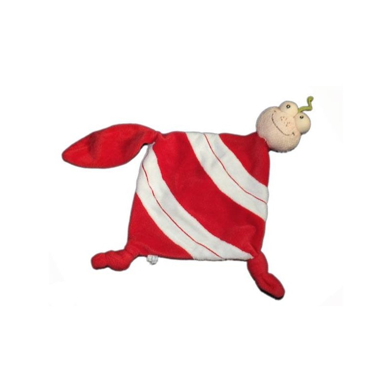 Doudou plat Grenouille blanc rouge Carré Blanc (14549)