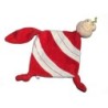 Doudou plat Grenouille blanc rouge Carré Blanc (14549)