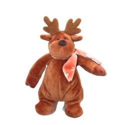 Peluche Doudou RENNE Elan Caribou marron - LASCAR - H 22 cm (6582)
