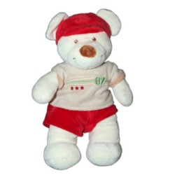 Doudou Ours blanc Short rouge Pull 07 Vêtir 28 cm (12760)