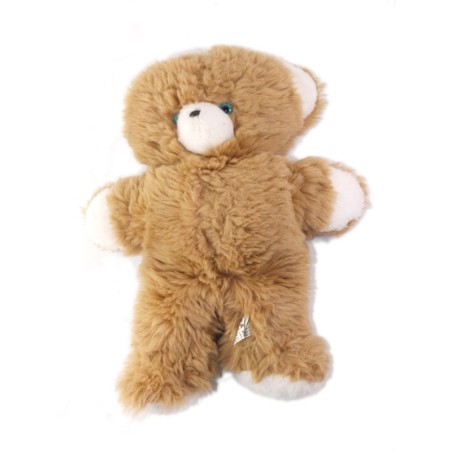 Ancienne peluche Ours beige blanc Vintage Helen 30 cm yeux bleus (26133)