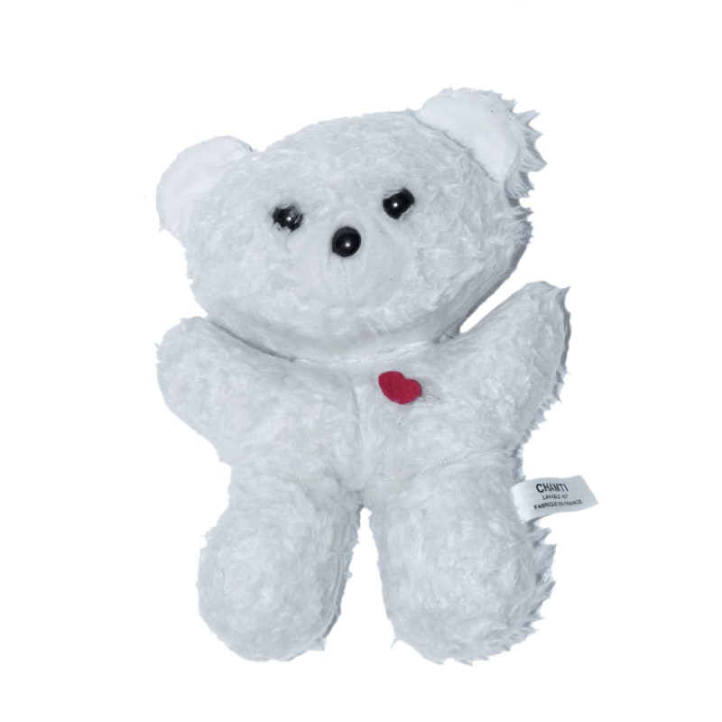 Ancienne Peluche ours blanc coeur rouge Chamti Vintage 20 cm (27724)