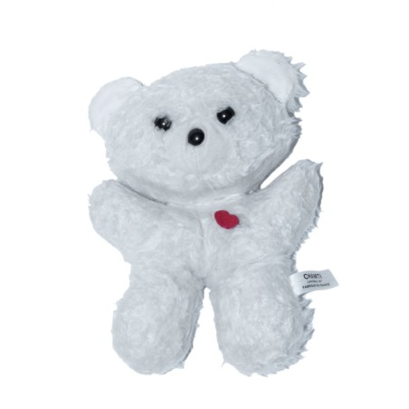 Ancienne Peluche ours blanc coeur rouge Chamti Vintage 20 cm (27724)