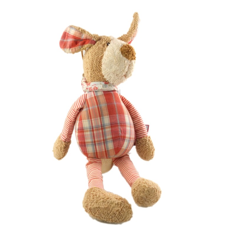 Doudou peluche musicale chien rouge carreaux 32 cm Sigikid (19136)
