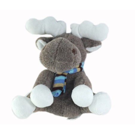 Peluche doudou Renne marron echarpe Fizzy 26 cm (25727)