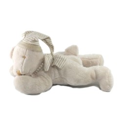 Doudou peluche ours beige Maxita allongé 25 cm (18043)