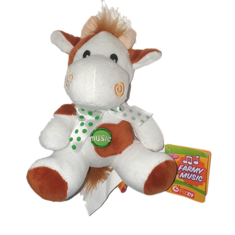 Peluche doudou Vache blanc marron Meuh 16 cm (25899)