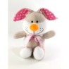 Peluche doudou lapin gris rose pois FIZZY Lapi Choco 21 cm (26753)