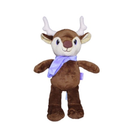 Peluche doudou Cerf Renne marron echarpe mauve Milka 25 cm (26998)