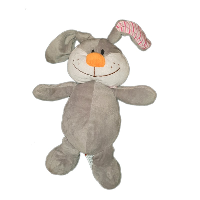 Peluche Doudou Lapin gris rose Fizzy 30 cm (22758)