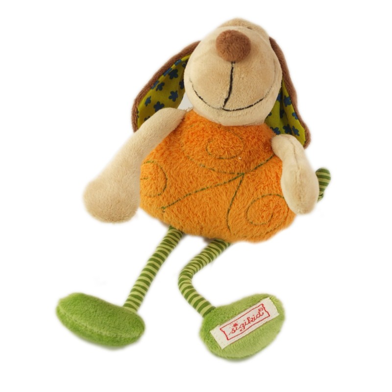 Doudou peluche musicale chien orange vert 26 cm SIGIKID  (19241)