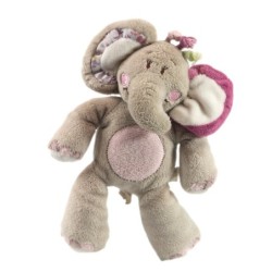 Doudou éléphant gris rose Nina Kali Kenza Noukies 18 cm (18355)