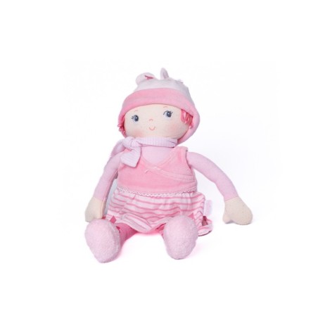 Poupée doudou en tissu Corolle 2010 fleur jupe rayée 40 cm (28348)