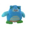 Peluche doudou Hibou velours cotele bleu rayures 22 cm (20704)