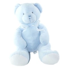 PLAYKIDS Doudou Peluche Ours lbeu ciel Noeud satine 35 cm (26102)