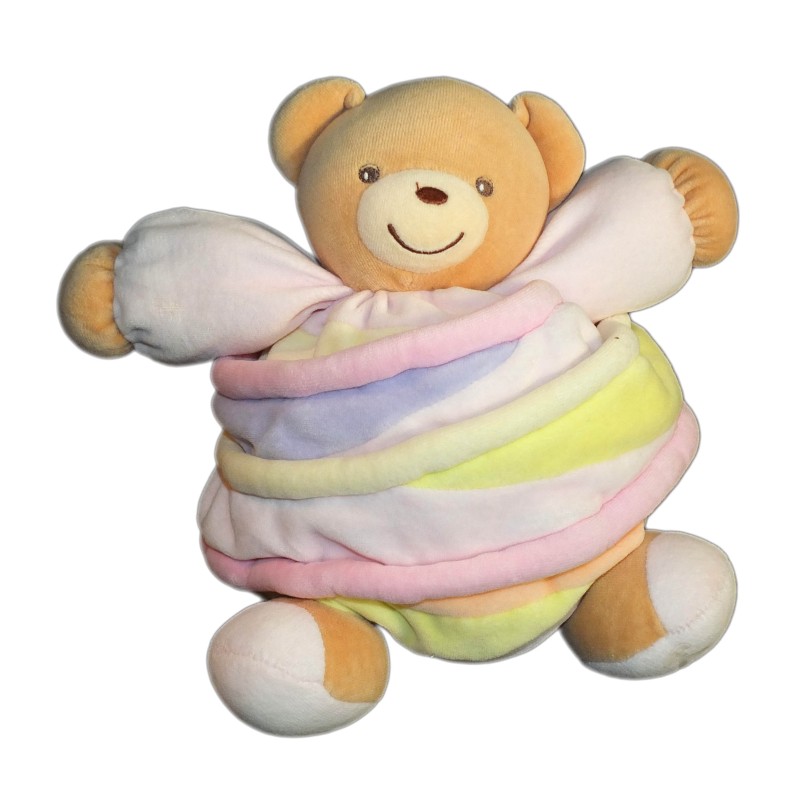 KALOO - Doudou OURS Boule rose orange pastel Candy Candies - Gd modèle 20 cm (12099)