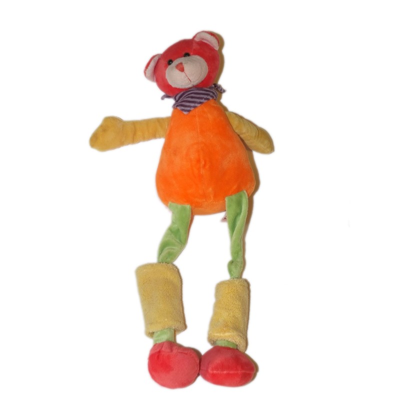 Doudou Peluche ours orange Foulard - PLAYKIDS - CMI - H 43 cm Ref 23100174 (26670)