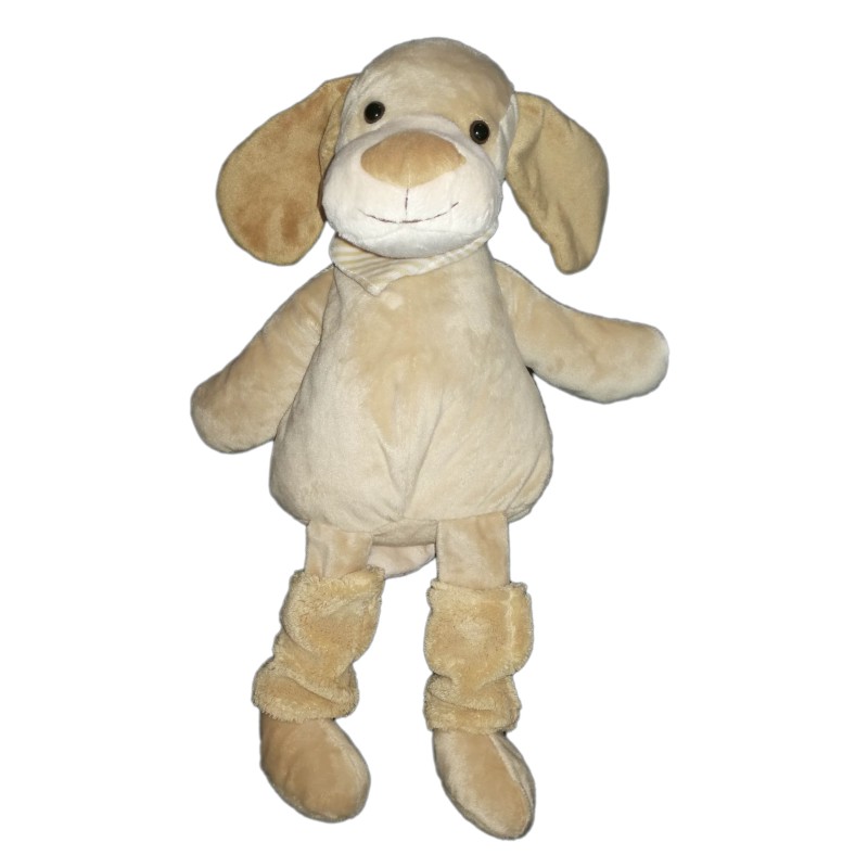 Peluche doudou Chien beige chaussettes foulard Playkids 48 cm (20825)