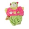 Doudou Marionnette Chat rose vert Souris Nounours 22 cm (26401)
