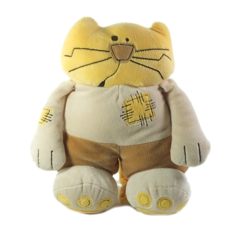 Doudou peluche Chat jaune beige Nounours 25 cm (26400)