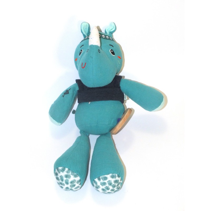 Peluche musicale doudou Marius le rhinocéros Lilliputiens 35 cm (28057)