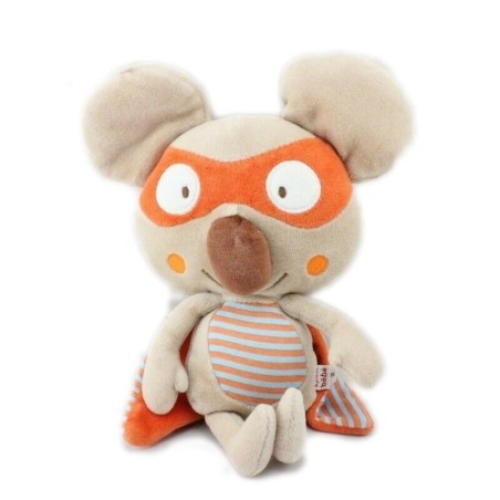 Doudou Souris masquee Koala Cape 26 cm beige orange DPAM Noak