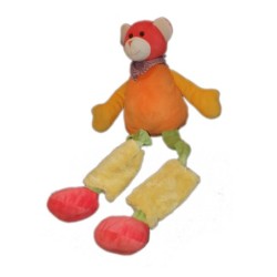 Grande peluche Doudou Ours orange vert rouge 70 cm PLAYKIDS (24061)