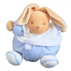Doudou Lapin KALOO 20 cm bus voiture camion bleu blanc (2180)