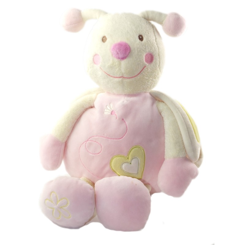 Doudou peluche abeille papillon coeur rose Elsa Sauthon Baby Deco 45 cm (19005)