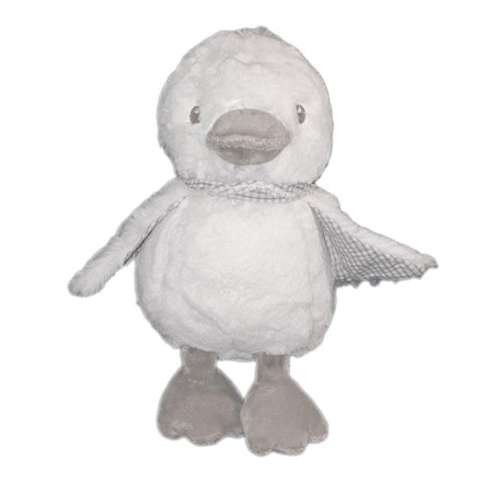 Peluche Musicale doudou Canard Oiseau Poussin blanc gris Echarpe Carreaux 25 cm (21946)