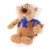kuschelwaschel Peluche Castor marron Echarpe bleue 25 cm (25632)