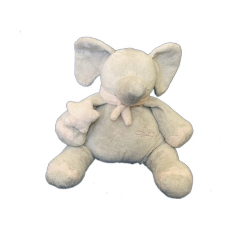 Doudou Peluche Elephant gris rose PLAYKIDS CMI 30 cm (6471)