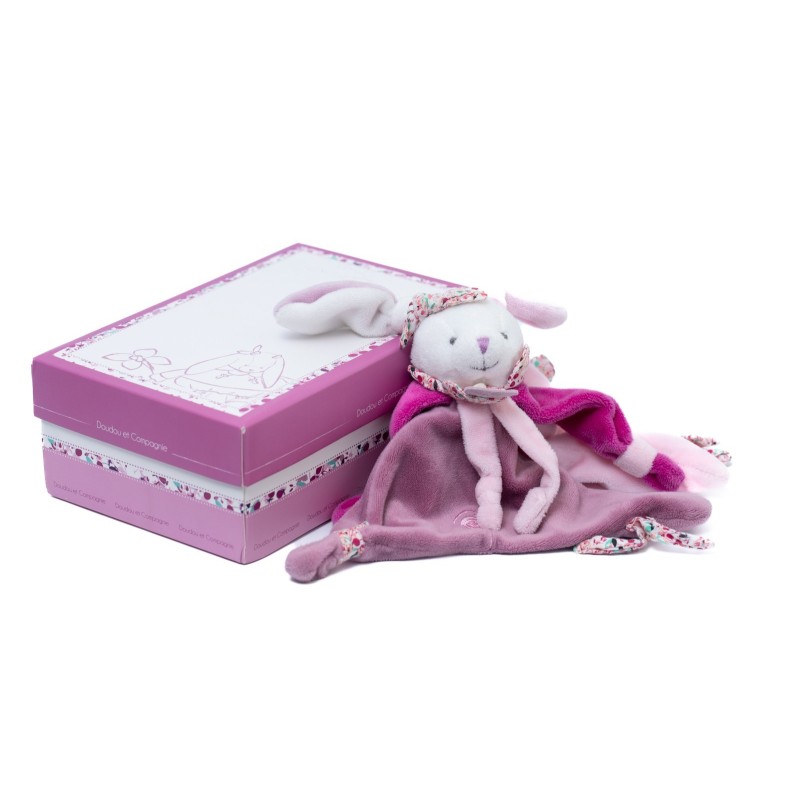 Doudou et Compagnie Lapin Cerise rose fushia Attache Tétine DC2701 (28454)
