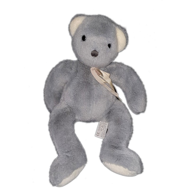 Peluche ours gris blanc 38 cm Anna Club Plush ruban satine (22103)