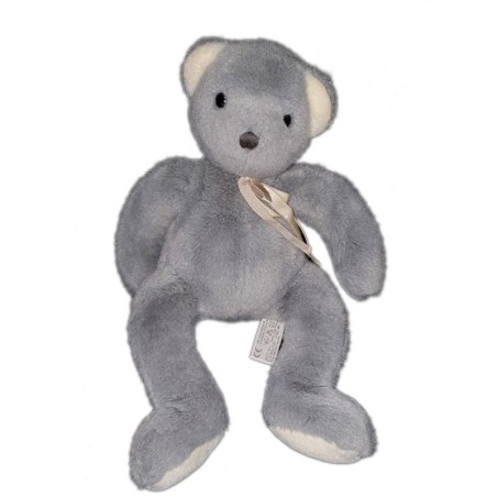 Peluche ours gris blanc 38 cm Anna Club Plush ruban satine (22103)