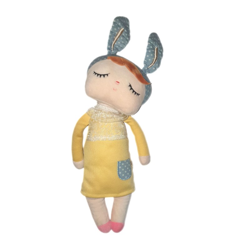 Peluche doudou Poupee Robe jaune Metoo Lapin 40 cm (25563)